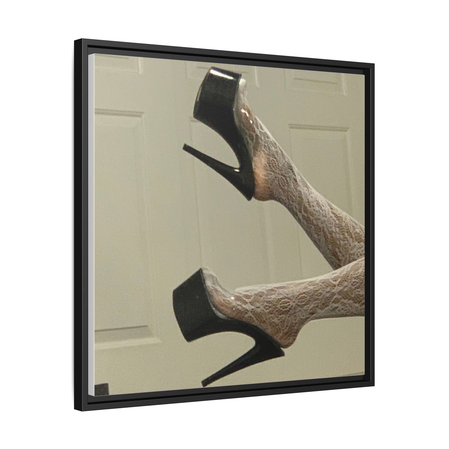 TORRIRAINN Framed Canvas Art - Lace Stockings with Platform Heels