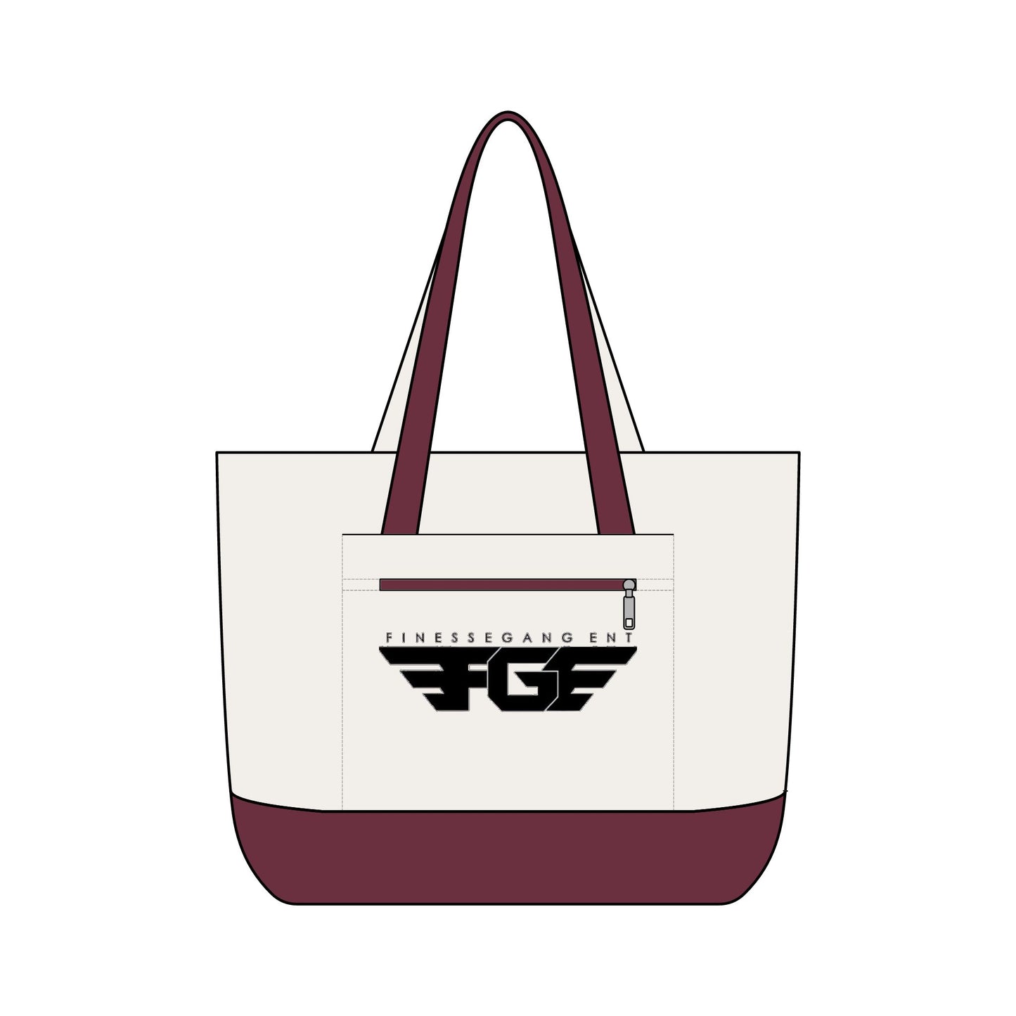 FGE Canvas Tote Bag — Finesse Gang FGF Logo Zippered Beach & Everyday Carry