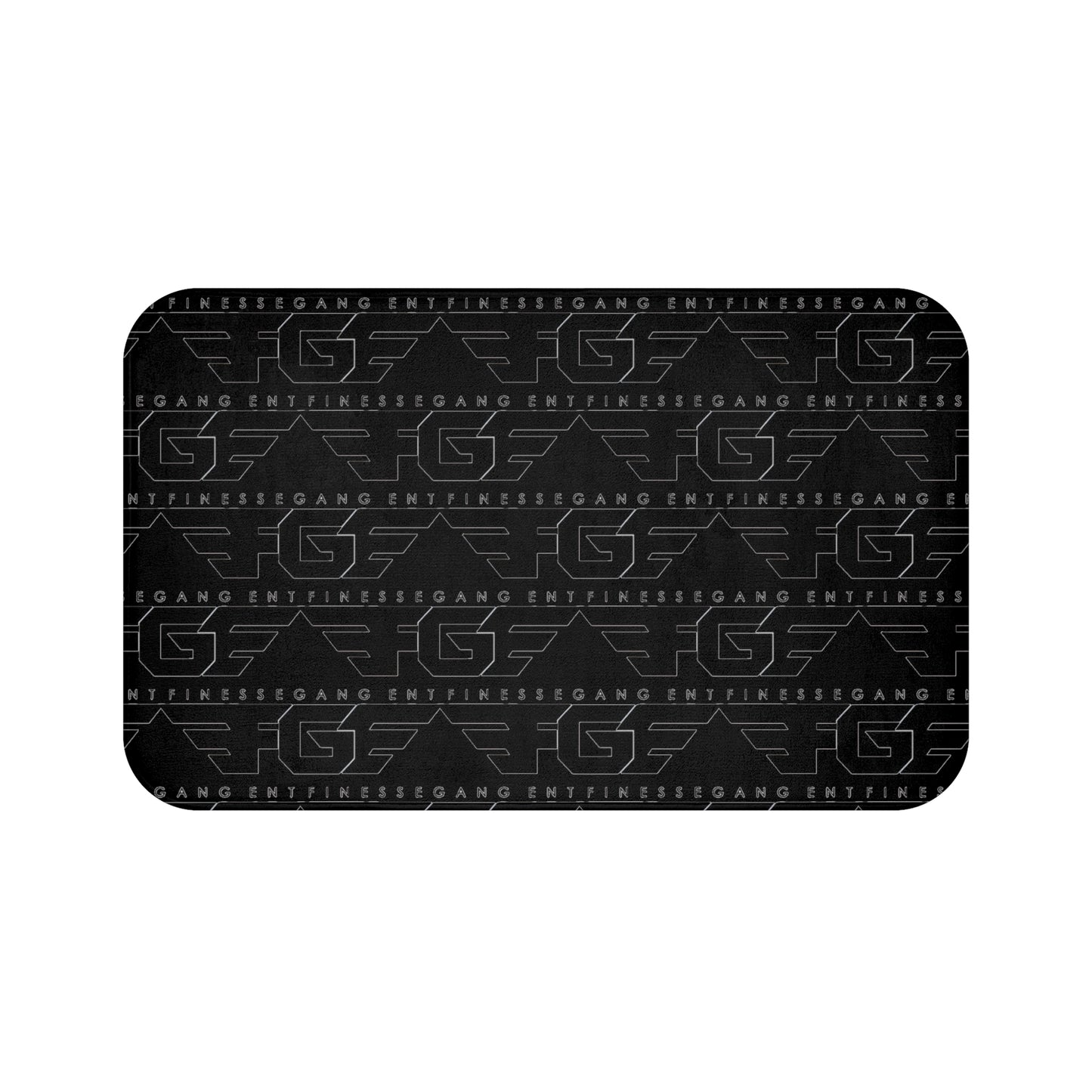 FGE Black Logo Pattern Bath Mat — Sleek Gym & Fitness Entrance Rug