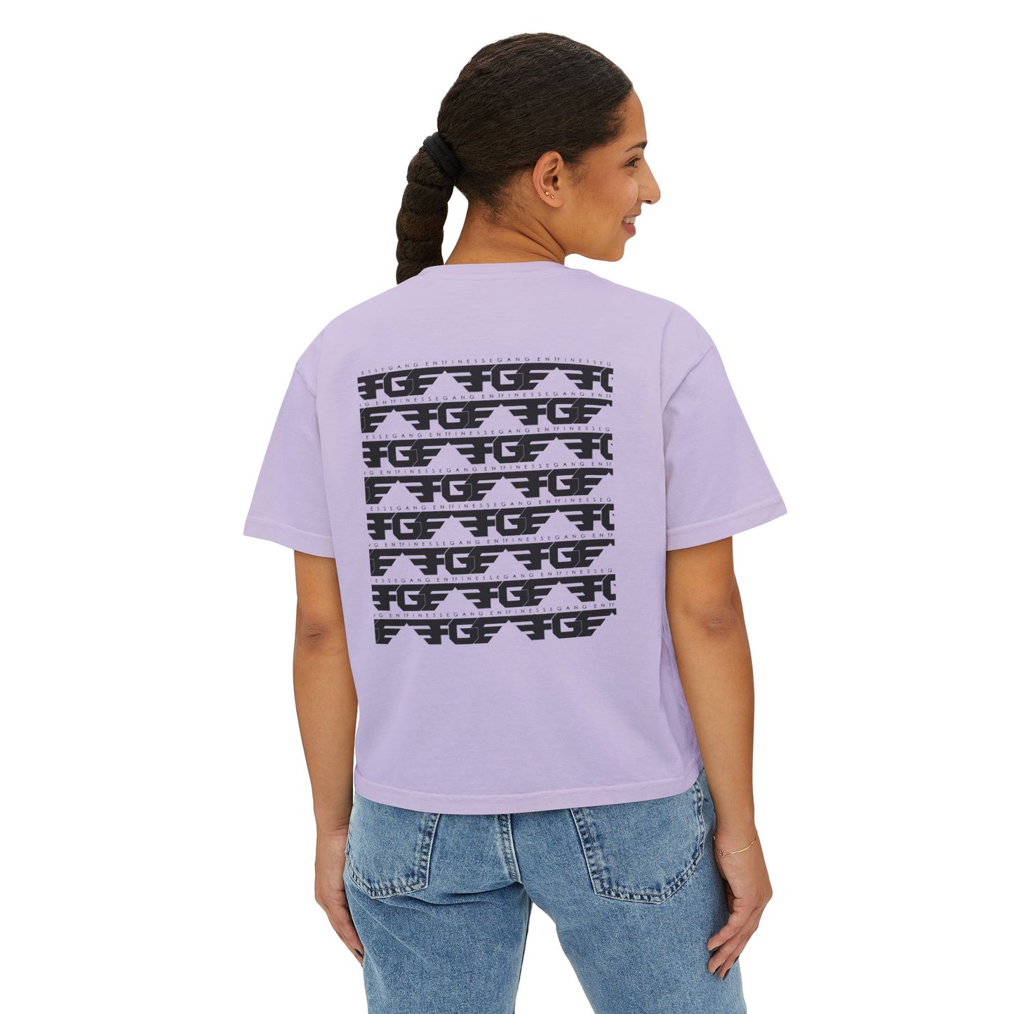 Chic FGE Women's Boxy Tee - Trendy Graphic Design for Everyday Style