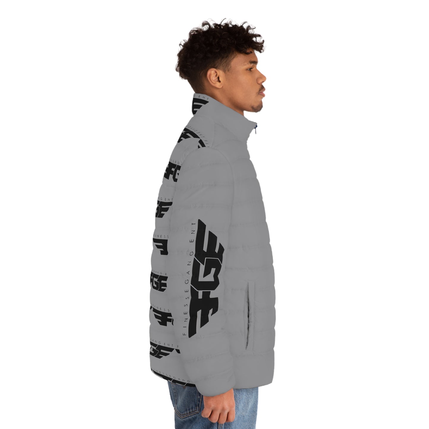 FGE BLACK Puffer Jacket — FGF Logo Streetwear Quilted Coat