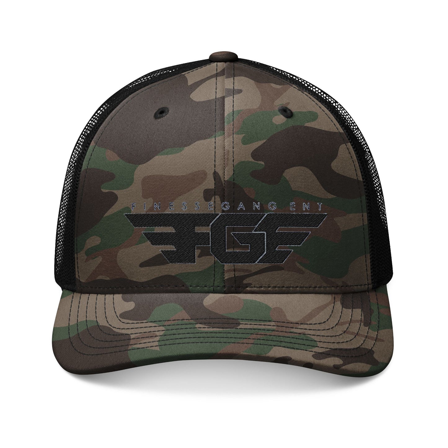 FGE Camo Trucker Hat - Outdoor Adventure Headwear, Military Style Cap, Personalized Gift for Him, Fishing Hat, Hiking Accessory