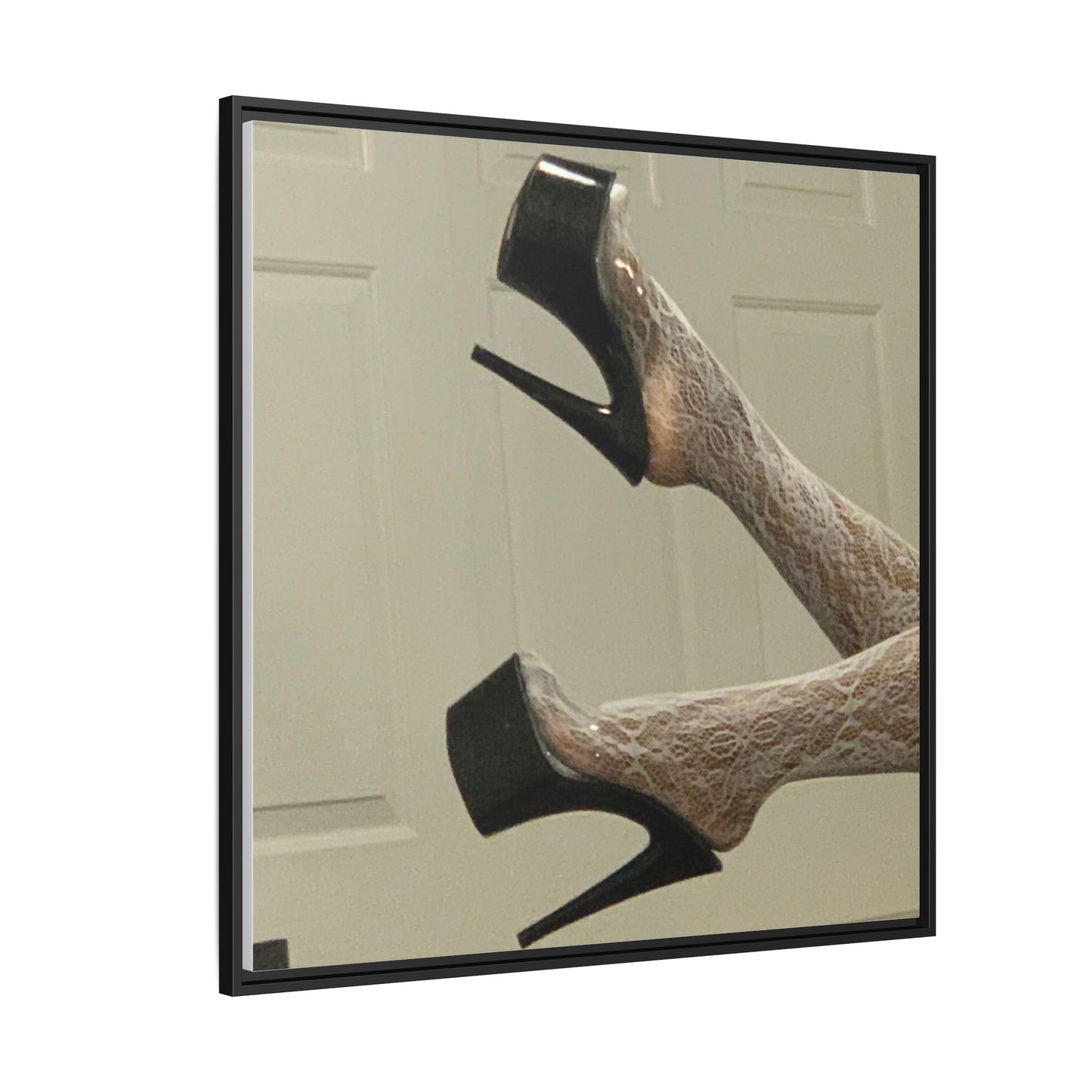 TORRIRAINN Framed Canvas Art - Lace Stockings with Platform Heels