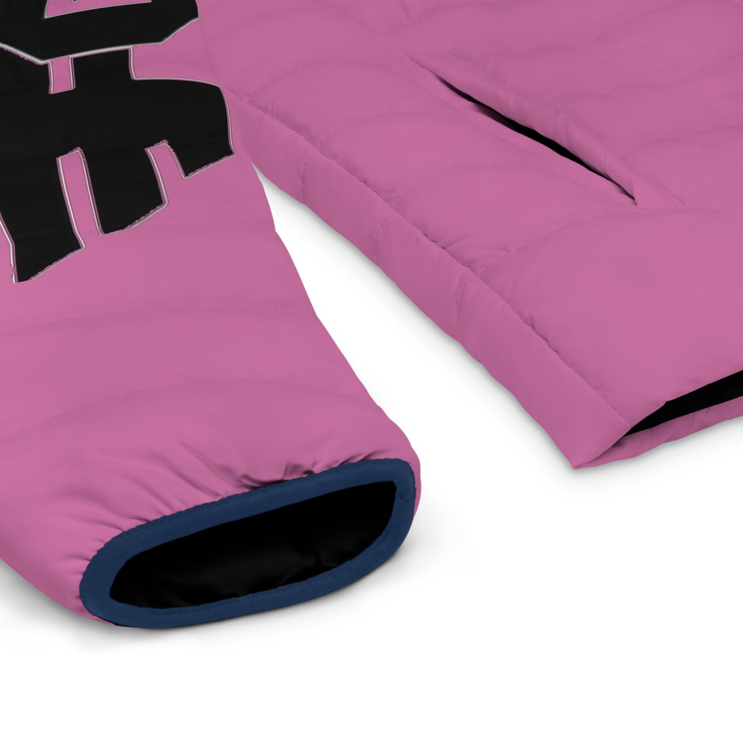 Pink Logo Puffer Jacket — Men's Lightweight Quilted Coat with FG Wing Graphic