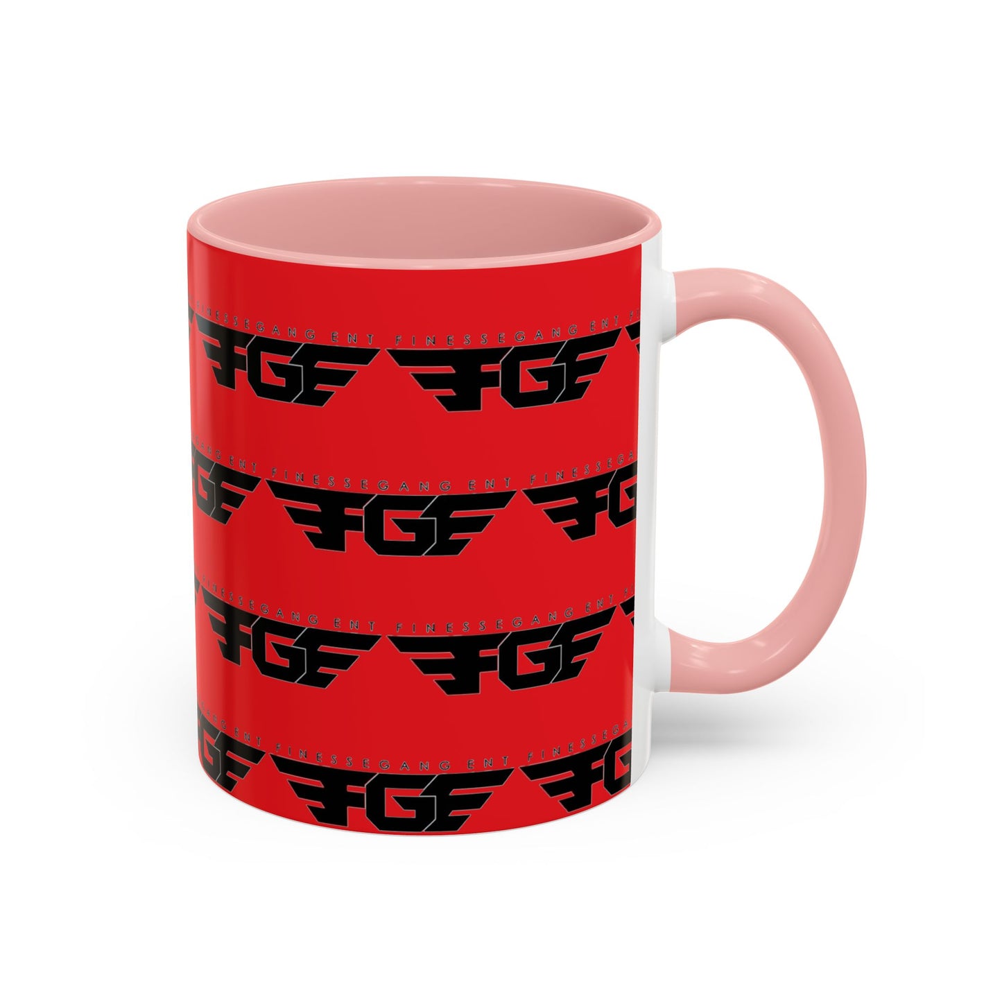 FGE Accent Coffee Mug — Bold Red & Black FGF Logo Pattern (11/15oz)