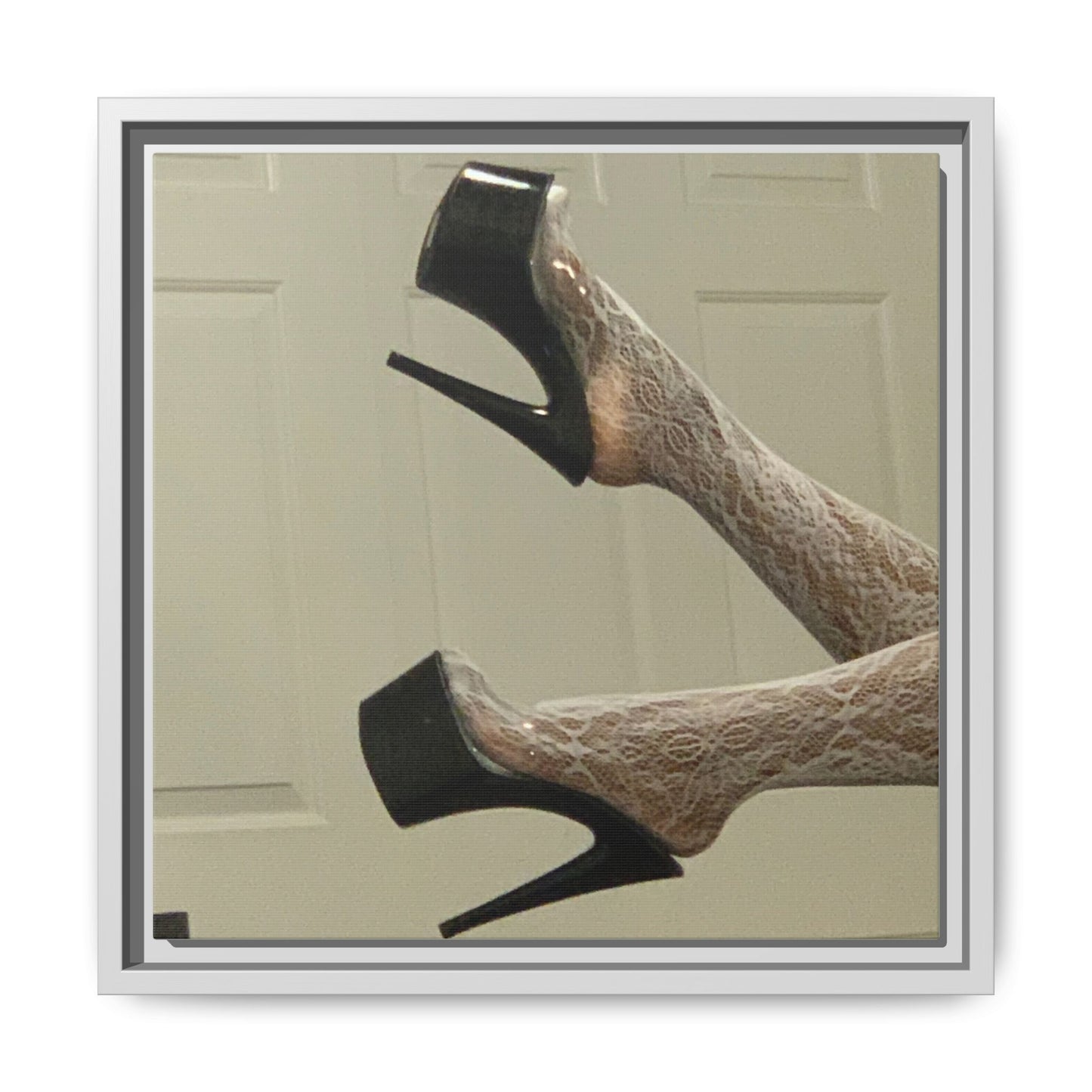 TORRIRAINN Framed Canvas Art - Lace Stockings with Platform Heels