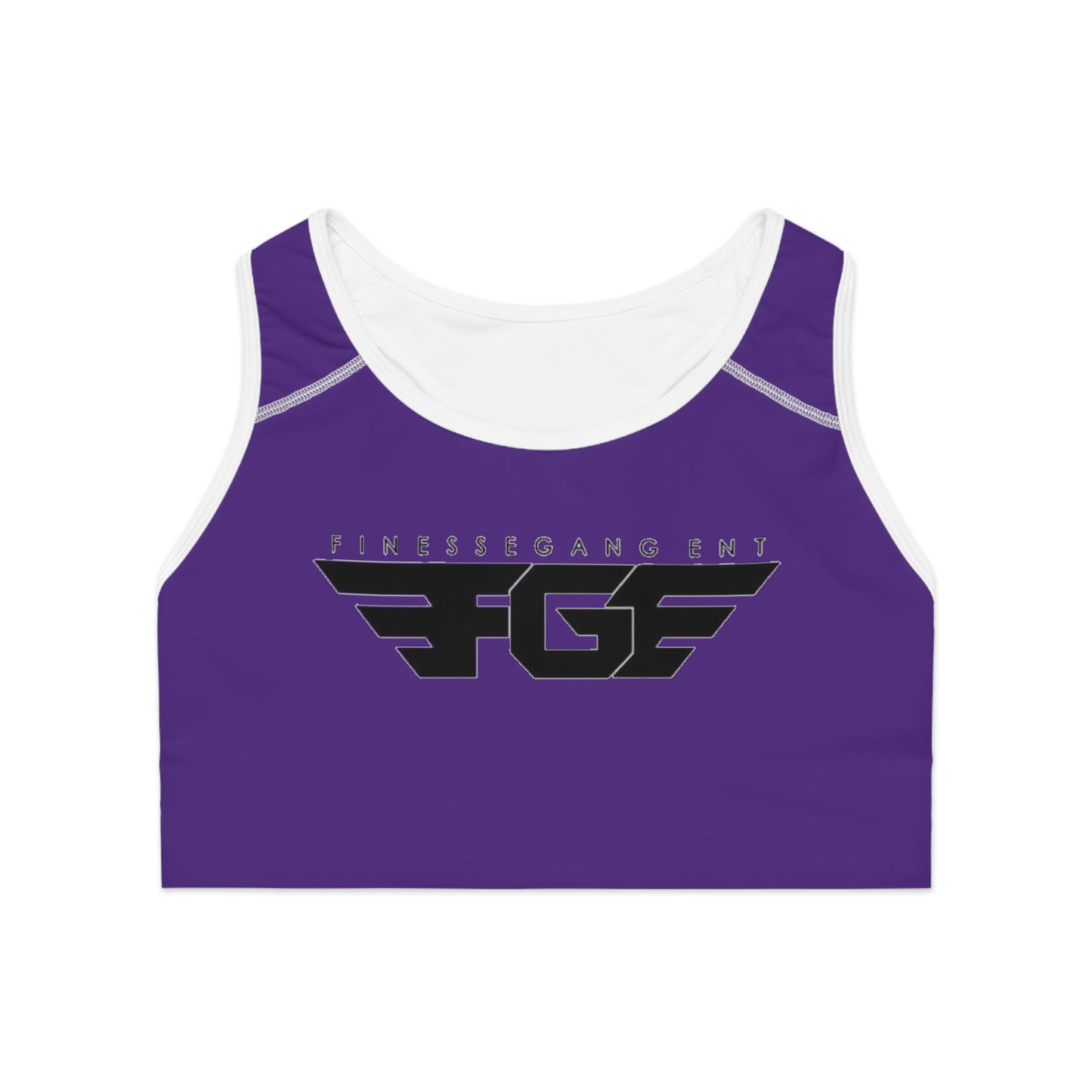 Purple FGE Fitness Sports Bra with Logo Designs, Gym Wear, Workout Gear, Athletic Apparel, Fitness Gift for Her