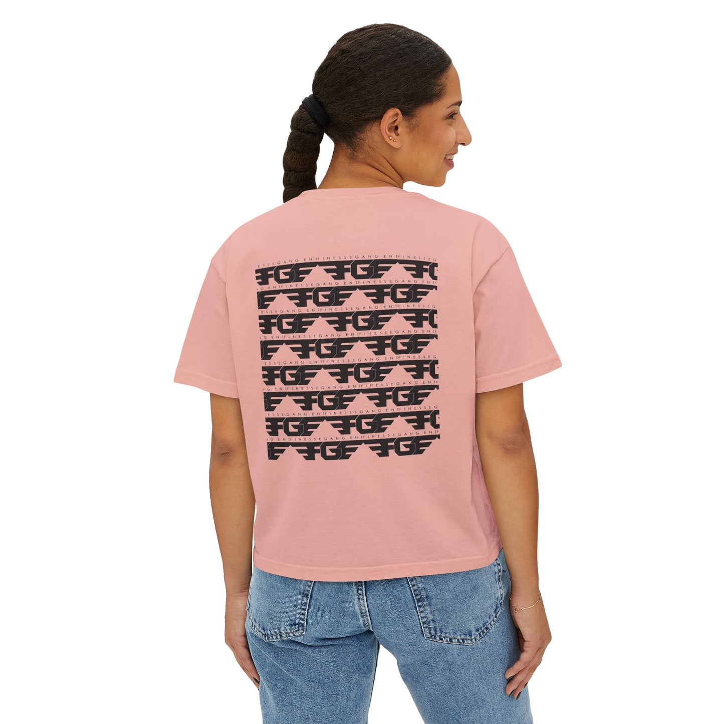 Chic FGE Women's Boxy Tee - Trendy Graphic Design for Everyday Style