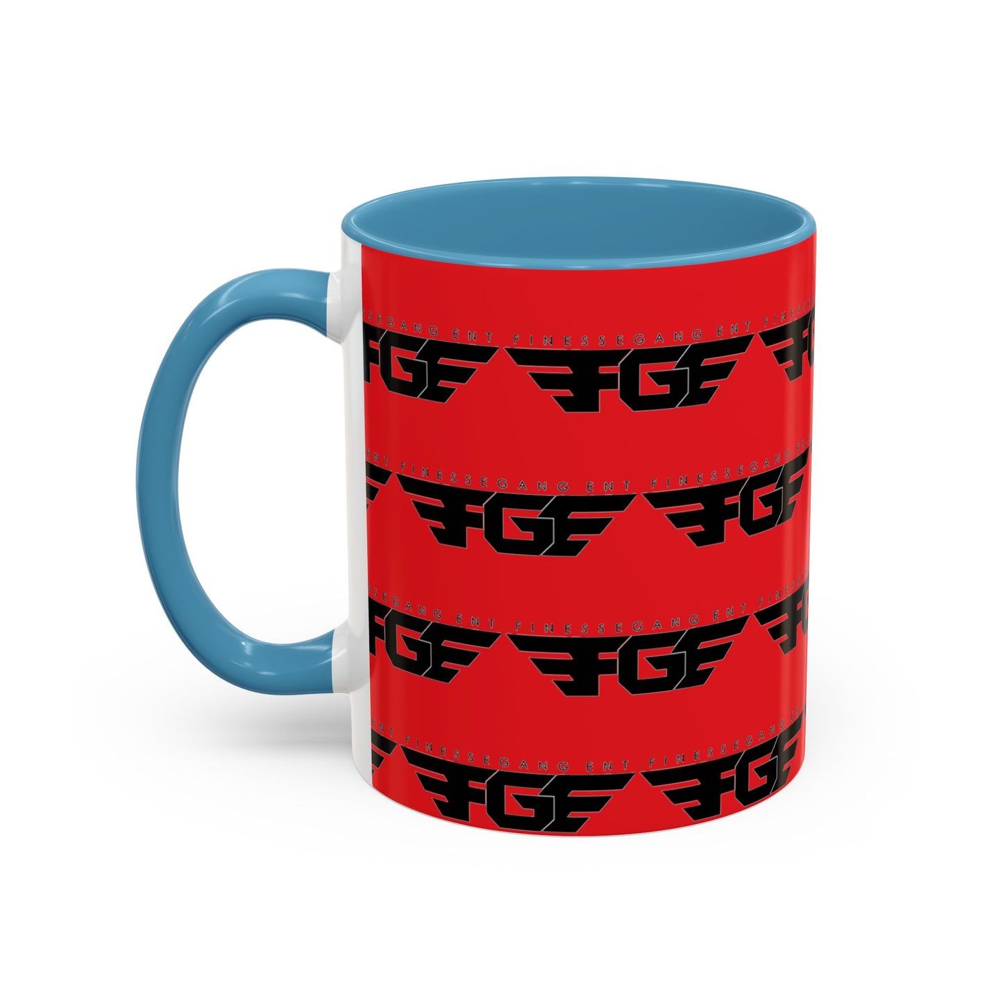 FGE Accent Coffee Mug — Bold Red & Black FGF Logo Pattern (11/15oz)