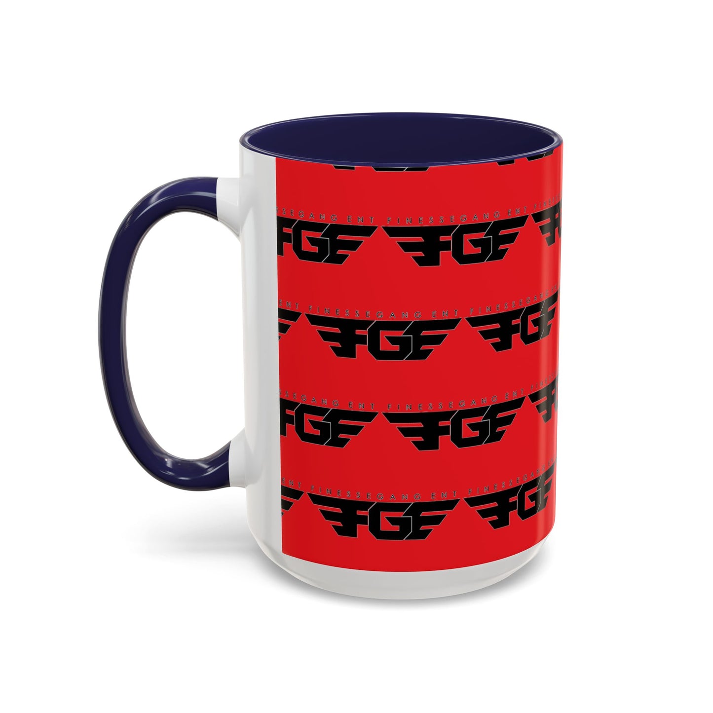 FGE Accent Coffee Mug — Bold Red & Black FGF Logo Pattern (11/15oz)