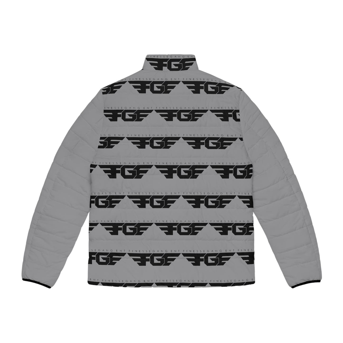 FGE BLACK Puffer Jacket — FGF Logo Streetwear Quilted Coat