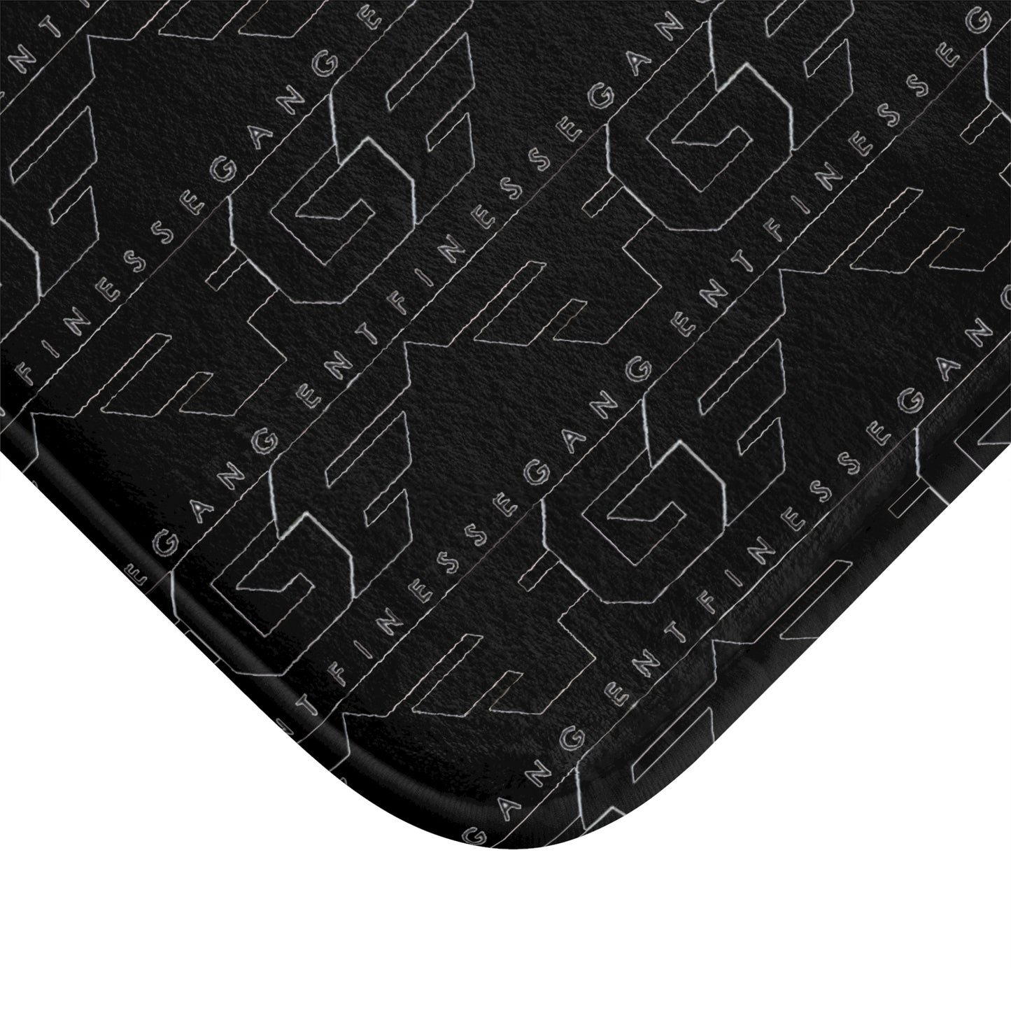 FGE Black Logo Pattern Bath Mat — Sleek Gym & Fitness Entrance Rug