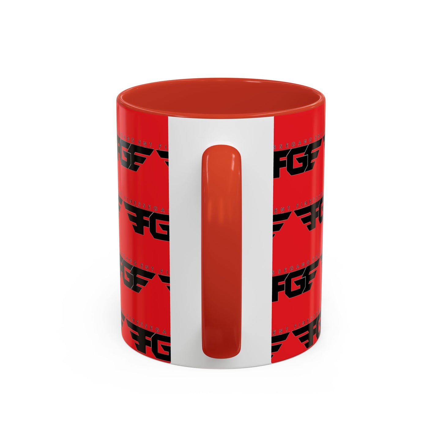 FGE Accent Coffee Mug — Bold Red & Black FGF Logo Pattern (11/15oz)