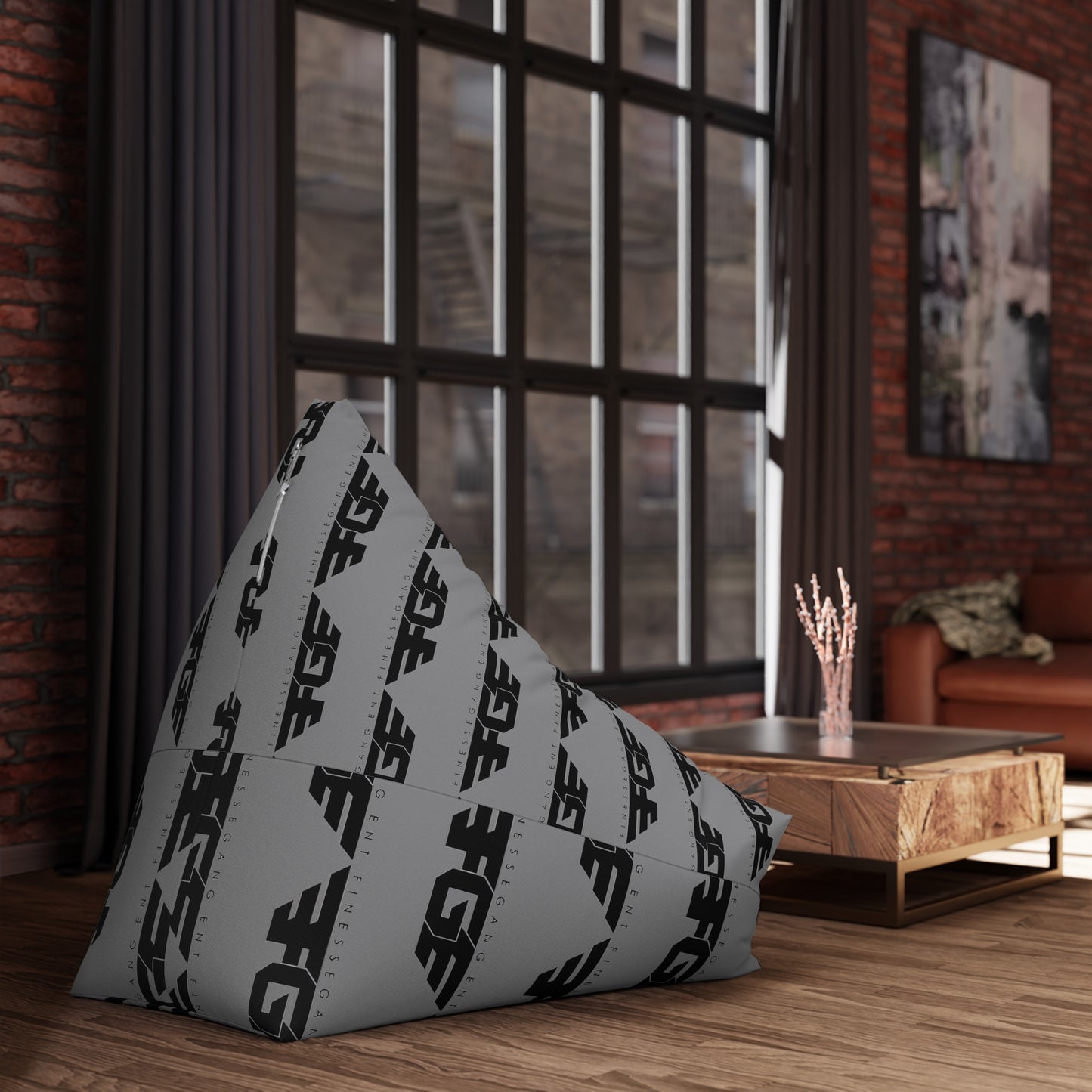 FGE Stylish Bean Bag Chair Cover - Modern Grey Design for Relaxation and Fun
