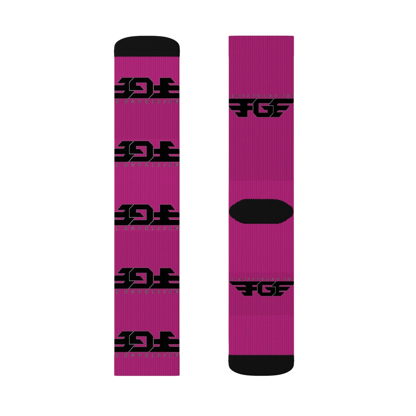 FGE Magenta Logo Sublimation Socks - Bold Branded Crew Socks