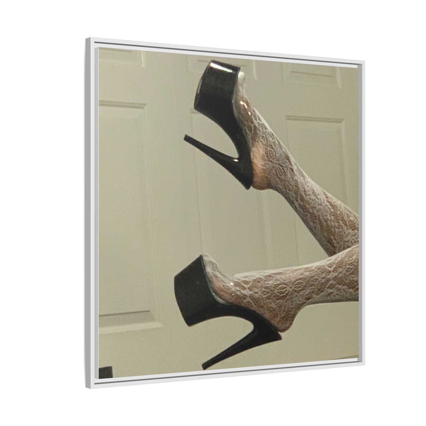 TORRIRAINN Framed Canvas Art - Lace Stockings with Platform Heels
