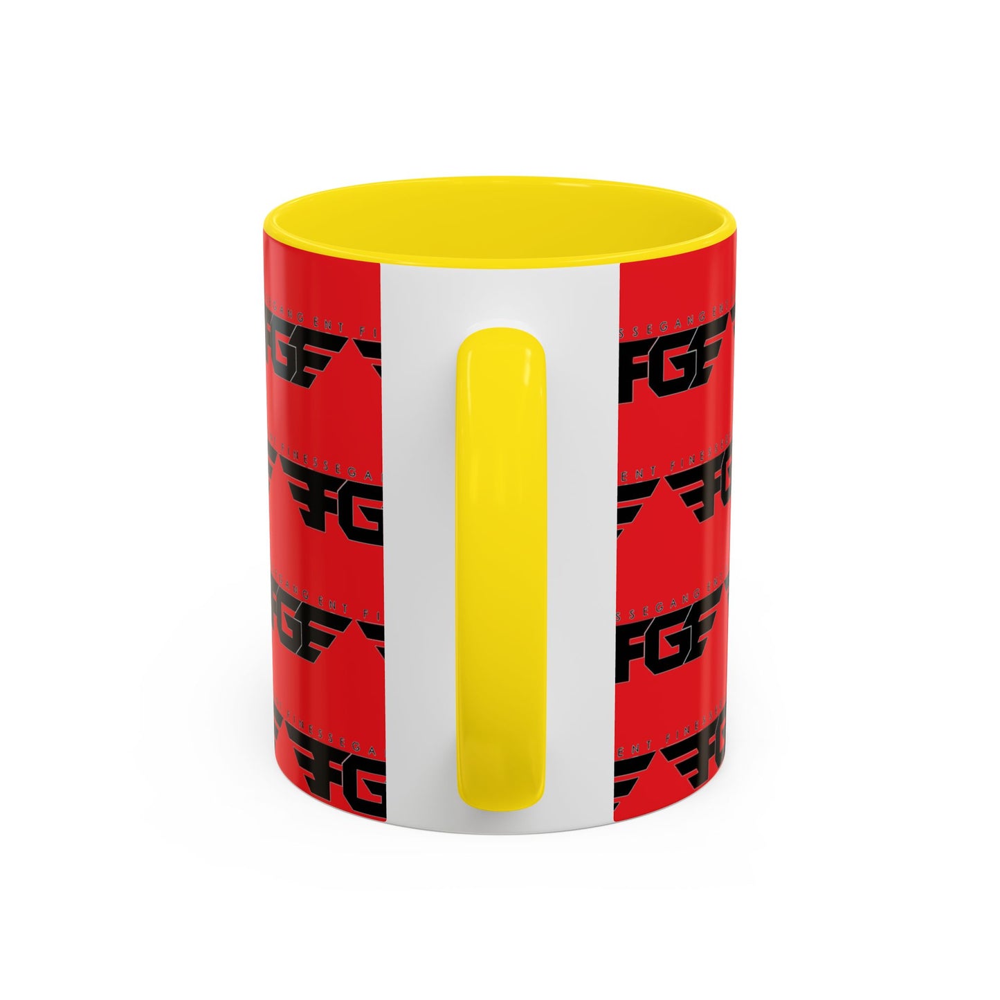 FGE Accent Coffee Mug — Bold Red & Black FGF Logo Pattern (11/15oz)
