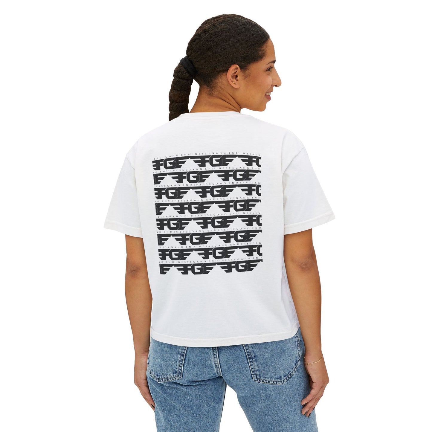 Chic FGE Women's Boxy Tee - Trendy Graphic Design for Everyday Style