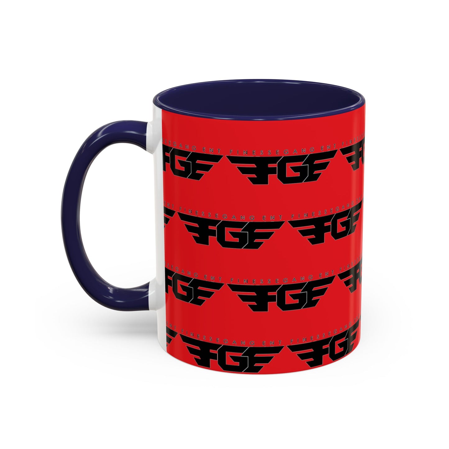FGE Accent Coffee Mug — Bold Red & Black FGF Logo Pattern (11/15oz)