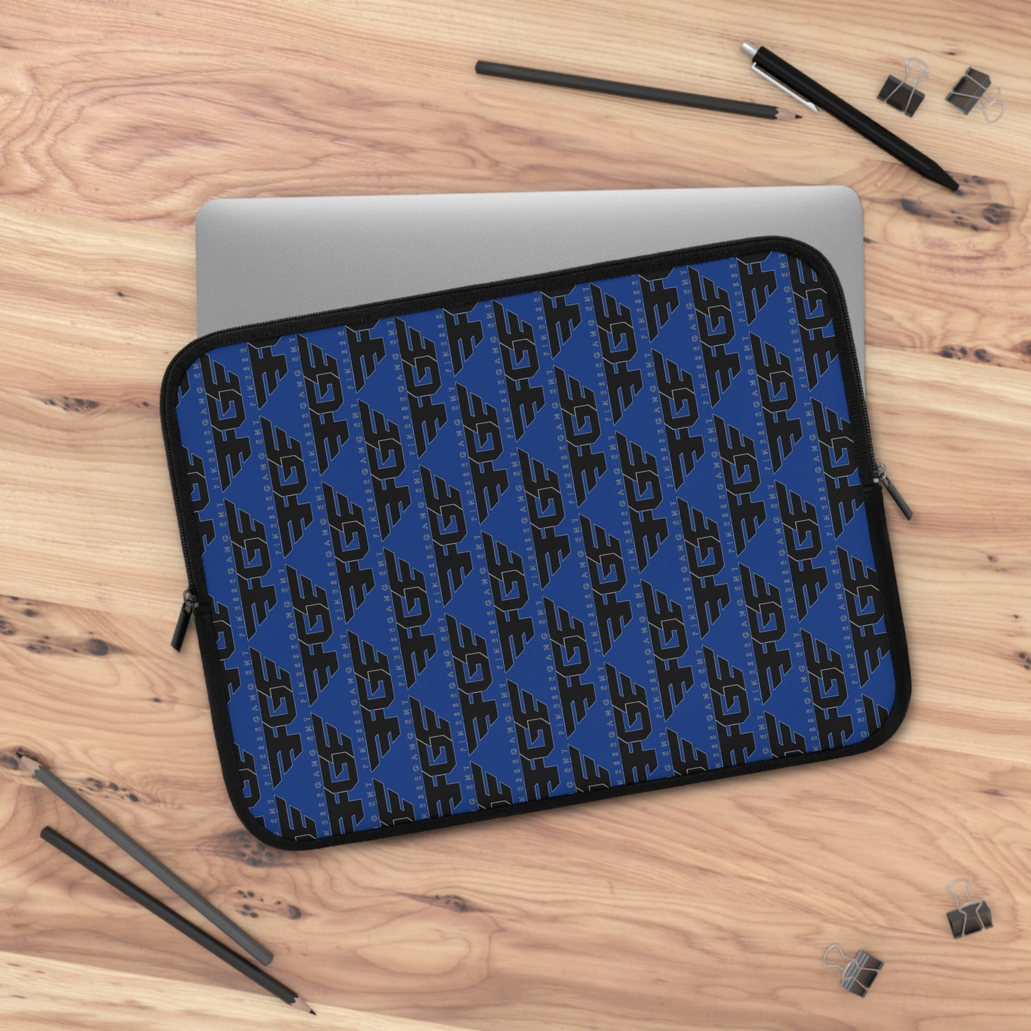 Stylish FGE Laptop Sleeve for Trendy Professionals, Tech Accessories, Gift for Students, Personalized Case, Black and Blue