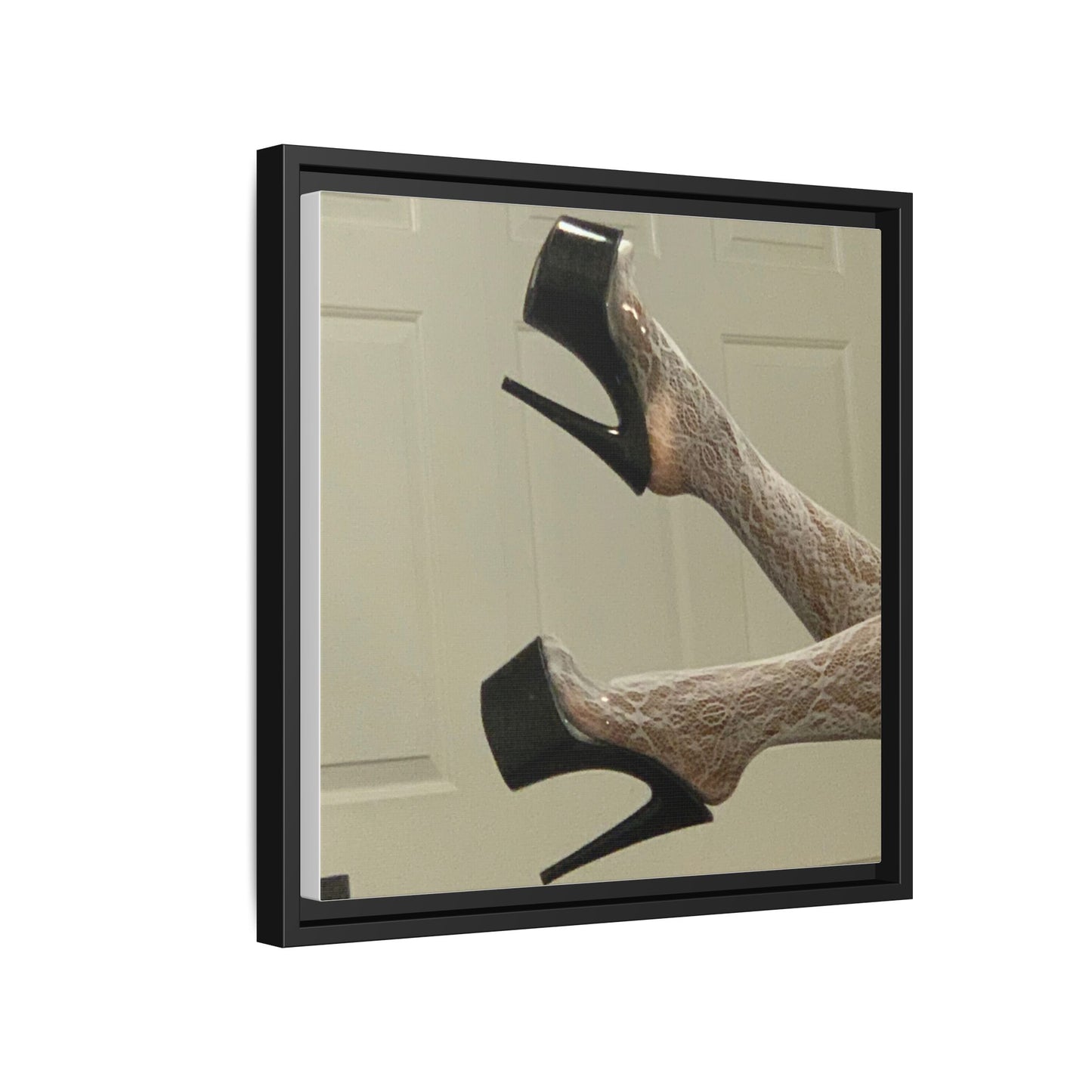 TORRIRAINN Framed Canvas Art - Lace Stockings with Platform Heels
