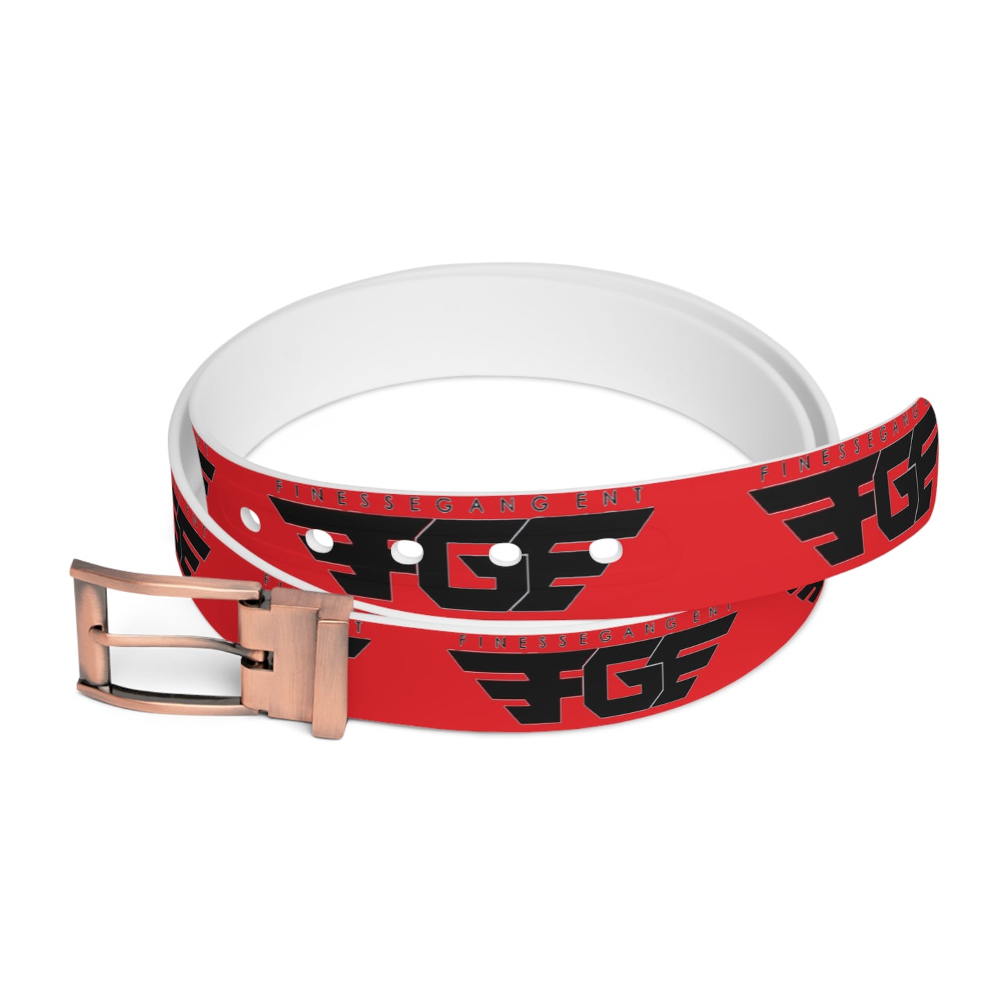 Red FGE Belt — Graphic Streetwear Belt with Bold Black Emblem