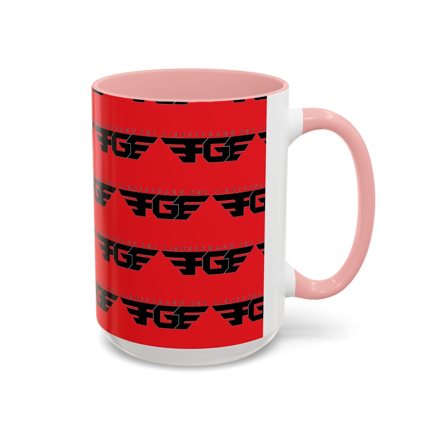 FGE Accent Coffee Mug — Bold Red & Black FGF Logo Pattern (11/15oz)