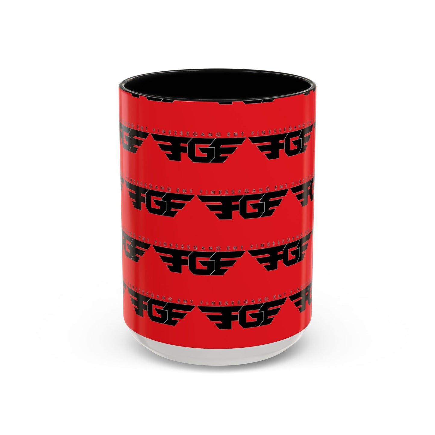 FGE Accent Coffee Mug — Bold Red & Black FGF Logo Pattern (11/15oz)