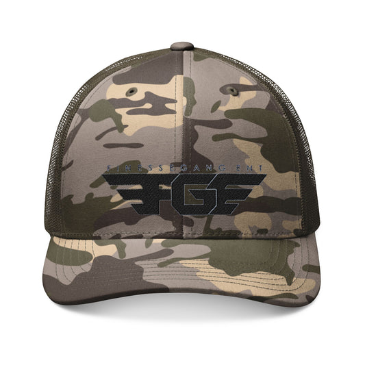 FGE Camo Trucker Hat - Outdoor Adventure Headwear, Military Style Cap, Personalized Gift for Him, Fishing Hat, Hiking Accessory