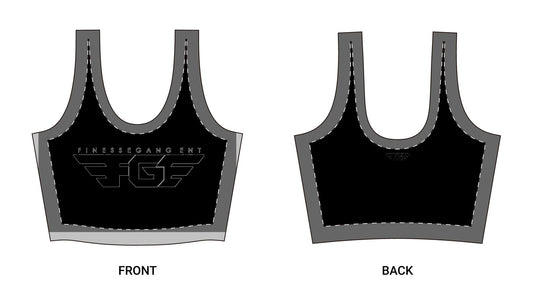 Finesse Gang Black Logo Sports Bra — Lightweight Polyester Athletic Crop Top