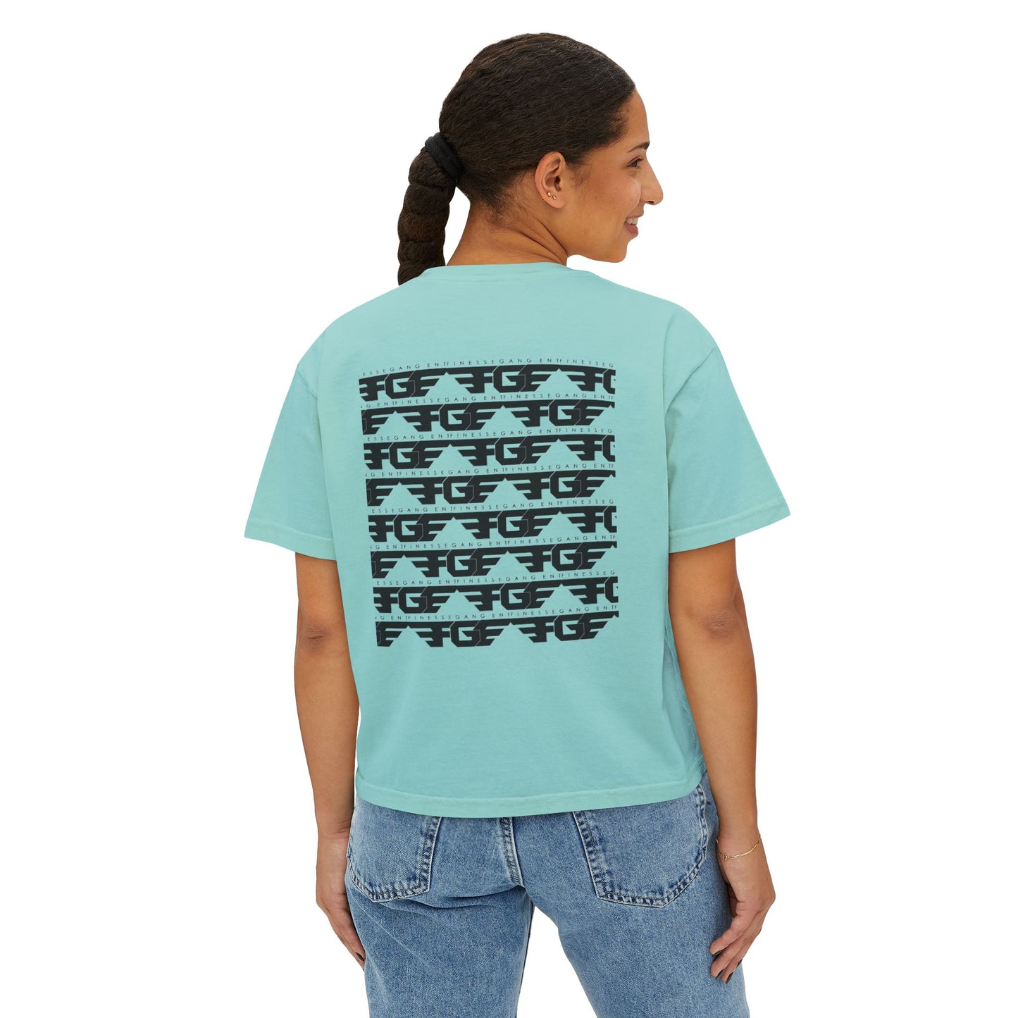 Chic FGE Women's Boxy Tee - Trendy Graphic Design for Everyday Style