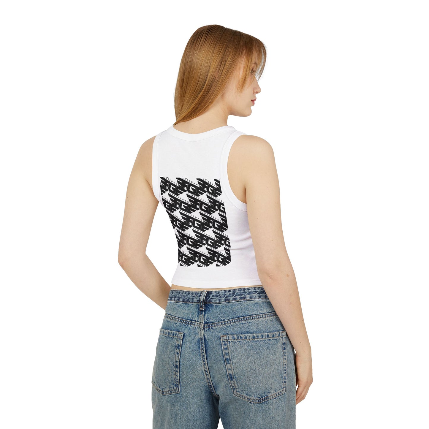 FGE Women’s Micro Rib Racer Tank Top - Finessé Agent Graphic Tee for Casual Style