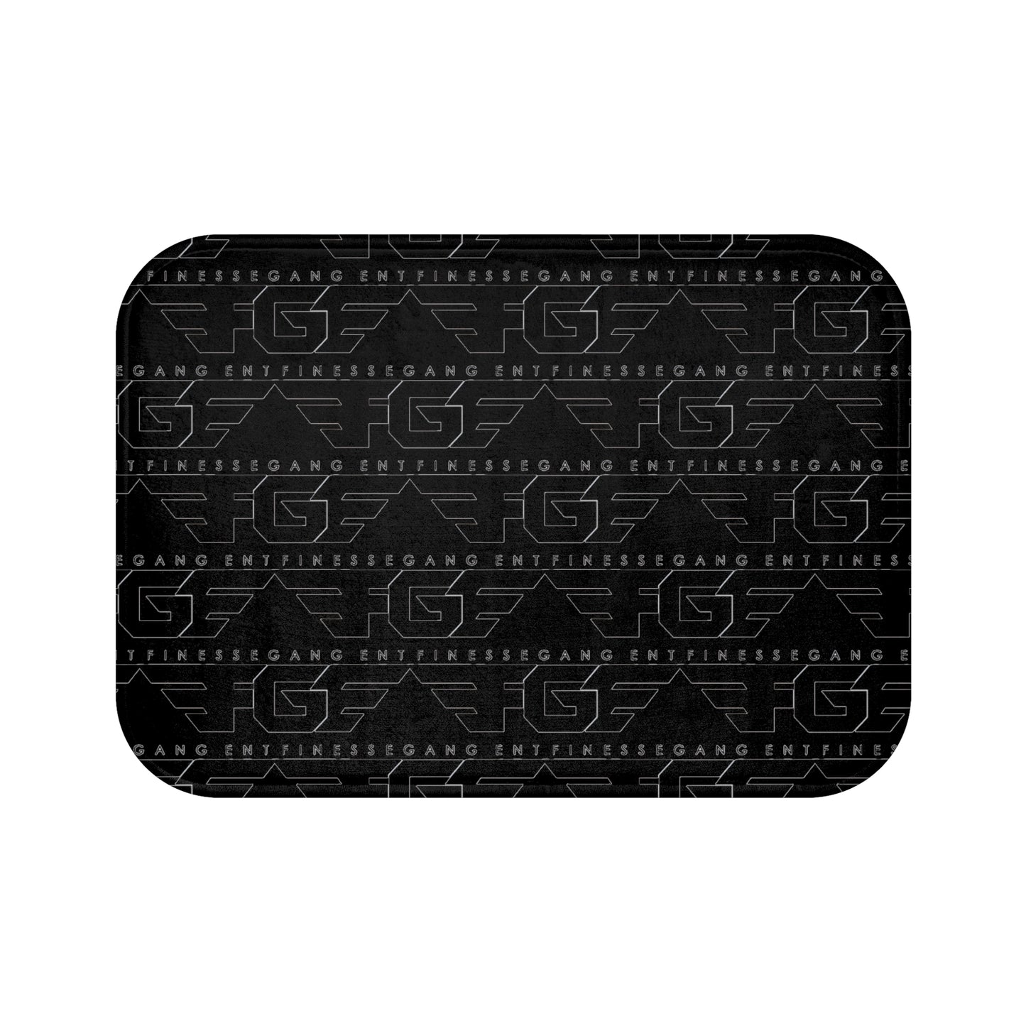 FGE Black Logo Pattern Bath Mat — Sleek Gym & Fitness Entrance Rug