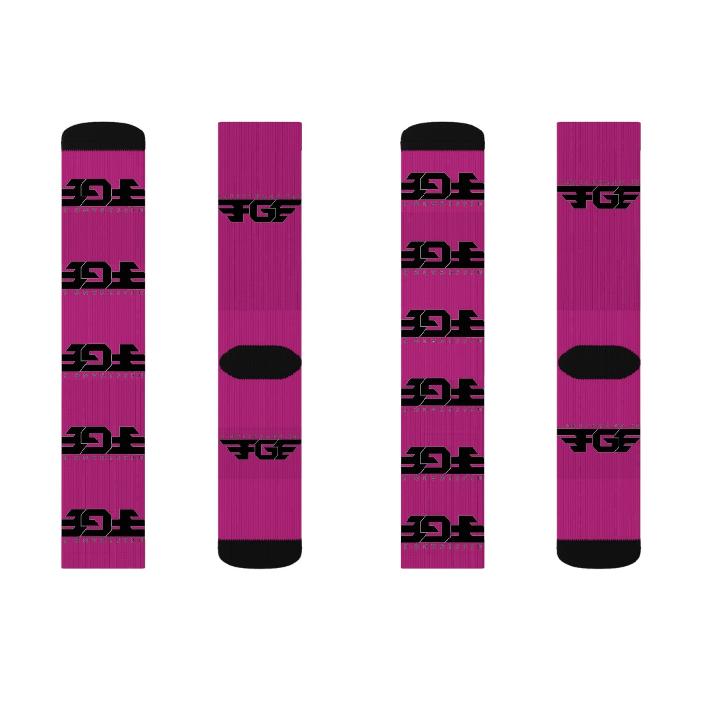 FGE Magenta Logo Sublimation Socks - Bold Branded Crew Socks