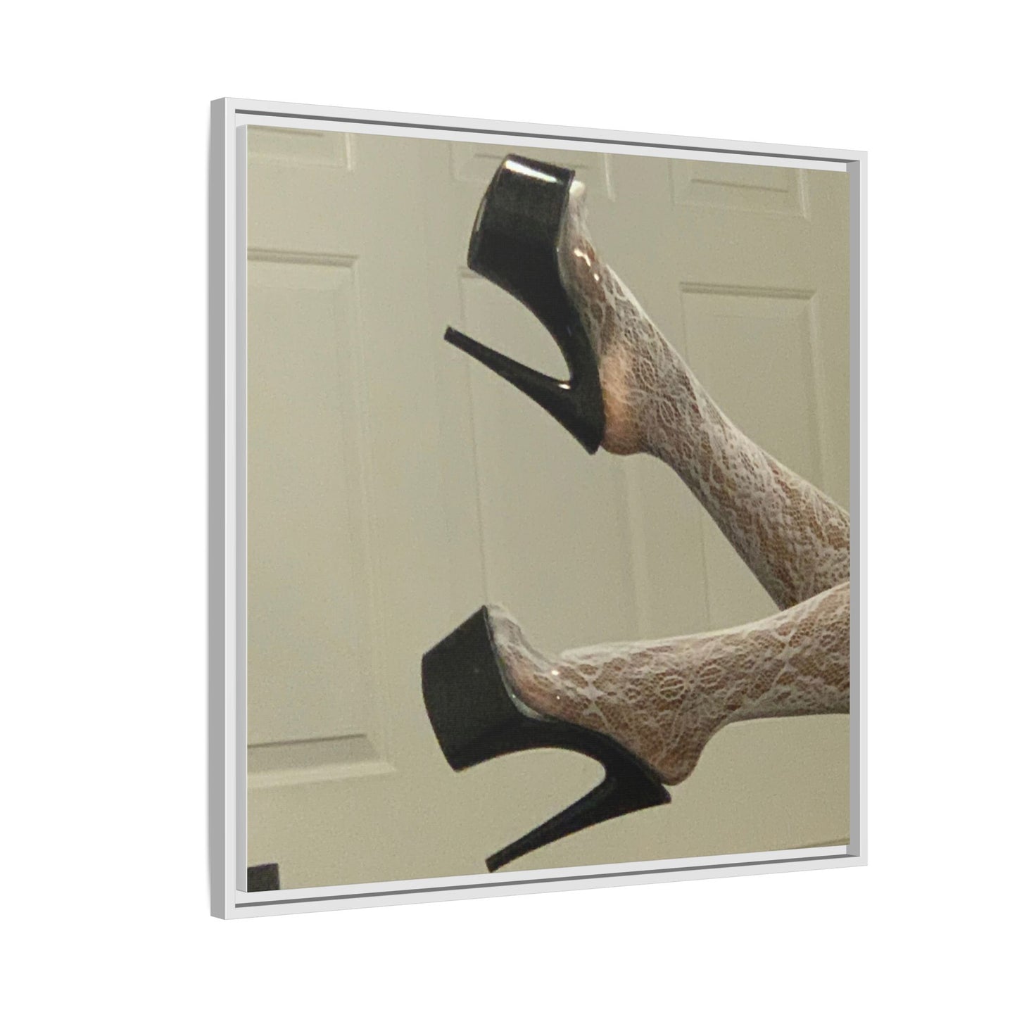 TORRIRAINN Framed Canvas Art - Lace Stockings with Platform Heels