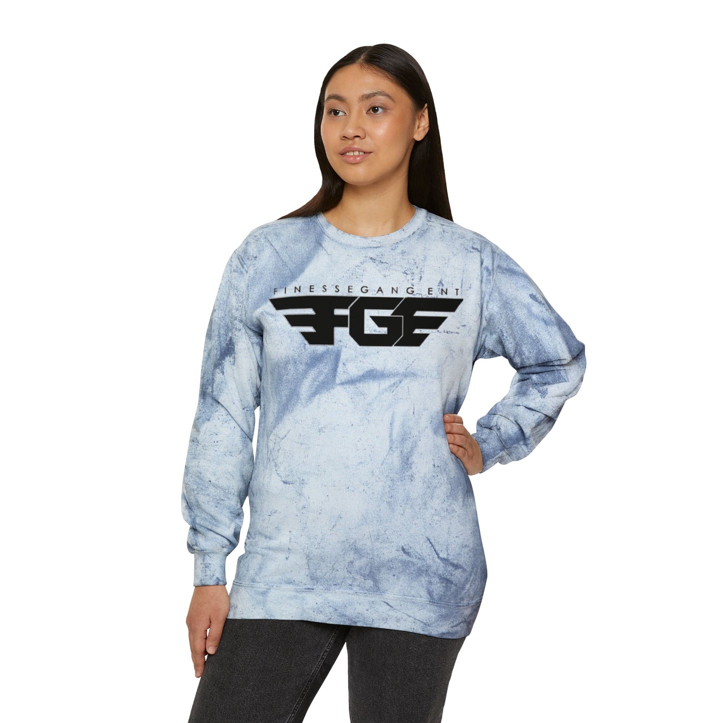 FGE Unisex Marble Color Blast Crewneck Sweatshirt - Trendy Streetwear for Everyday Comfort