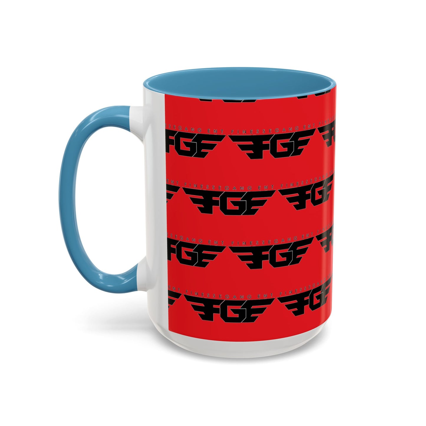 FGE Accent Coffee Mug — Bold Red & Black FGF Logo Pattern (11/15oz)