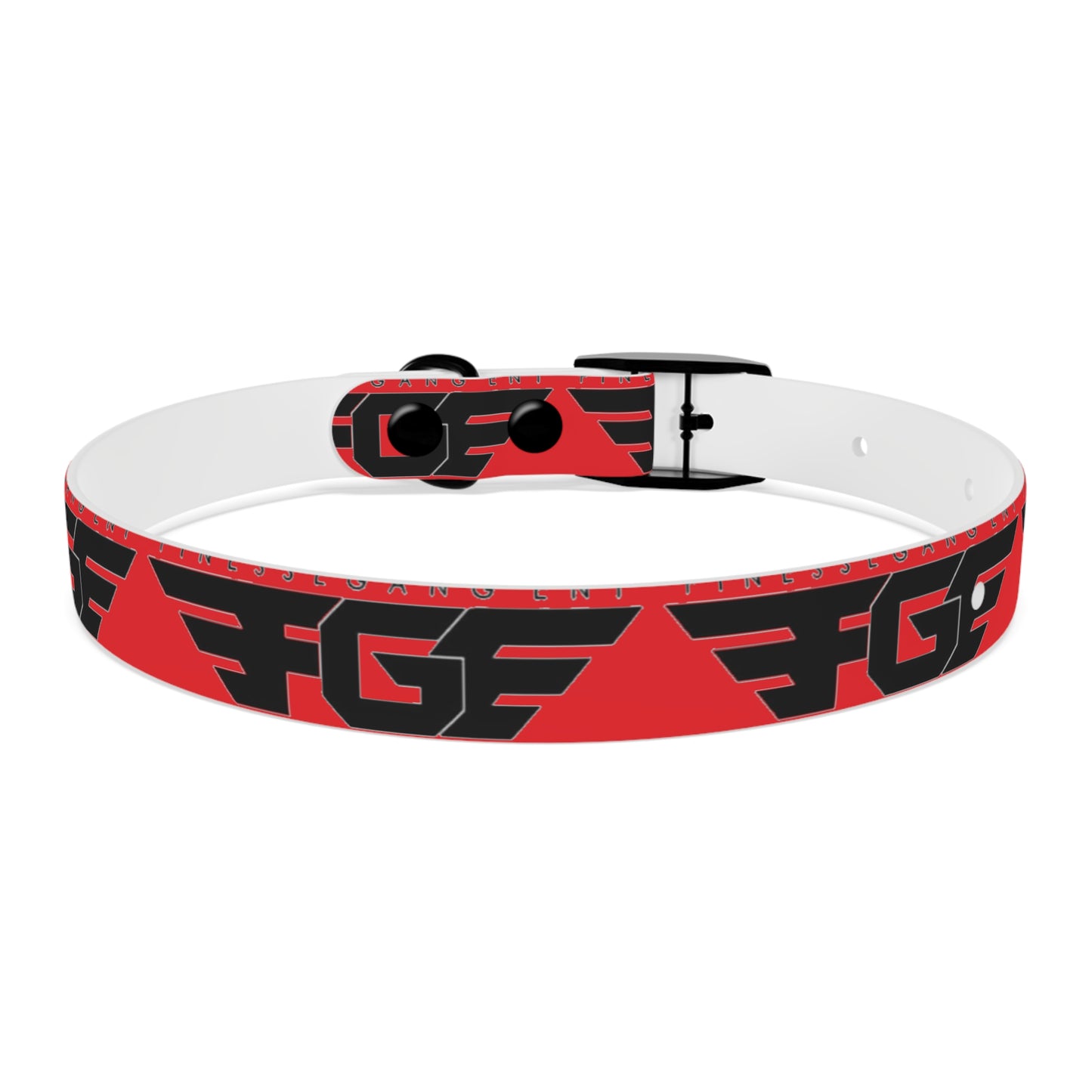 Bold Stylish Dog Collar - Vibrant Red Design with Logos for Trendy Pets
