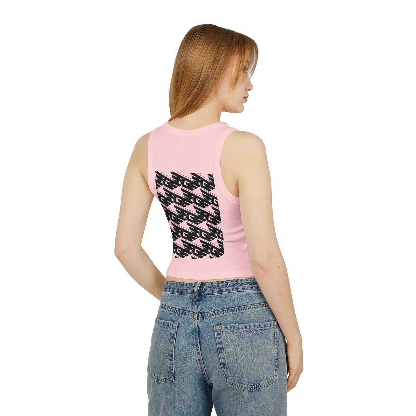 FGE Women’s Micro Rib Racer Tank Top - Finessé Agent Graphic Tee for Casual Style