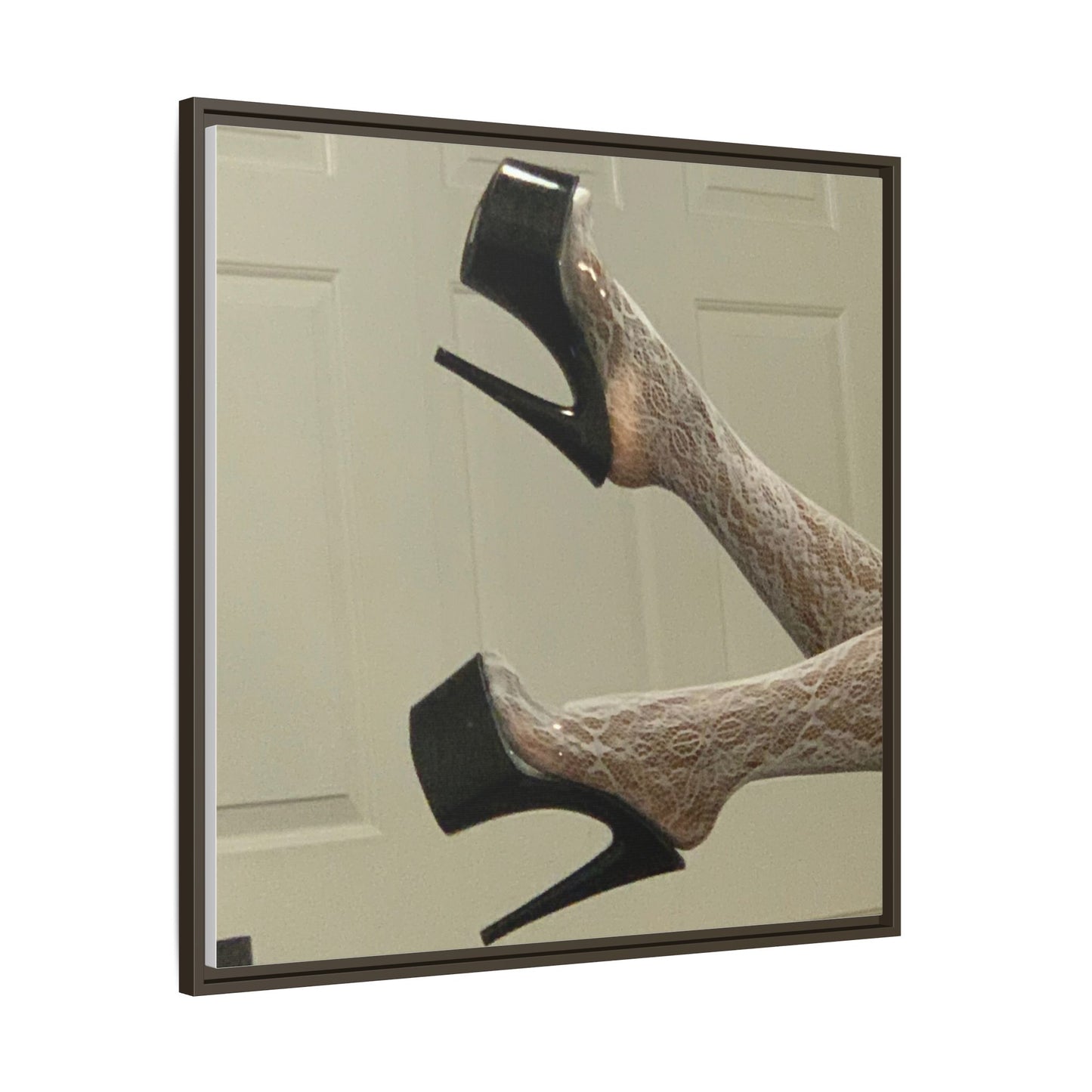 TORRIRAINN Framed Canvas Art - Lace Stockings with Platform Heels