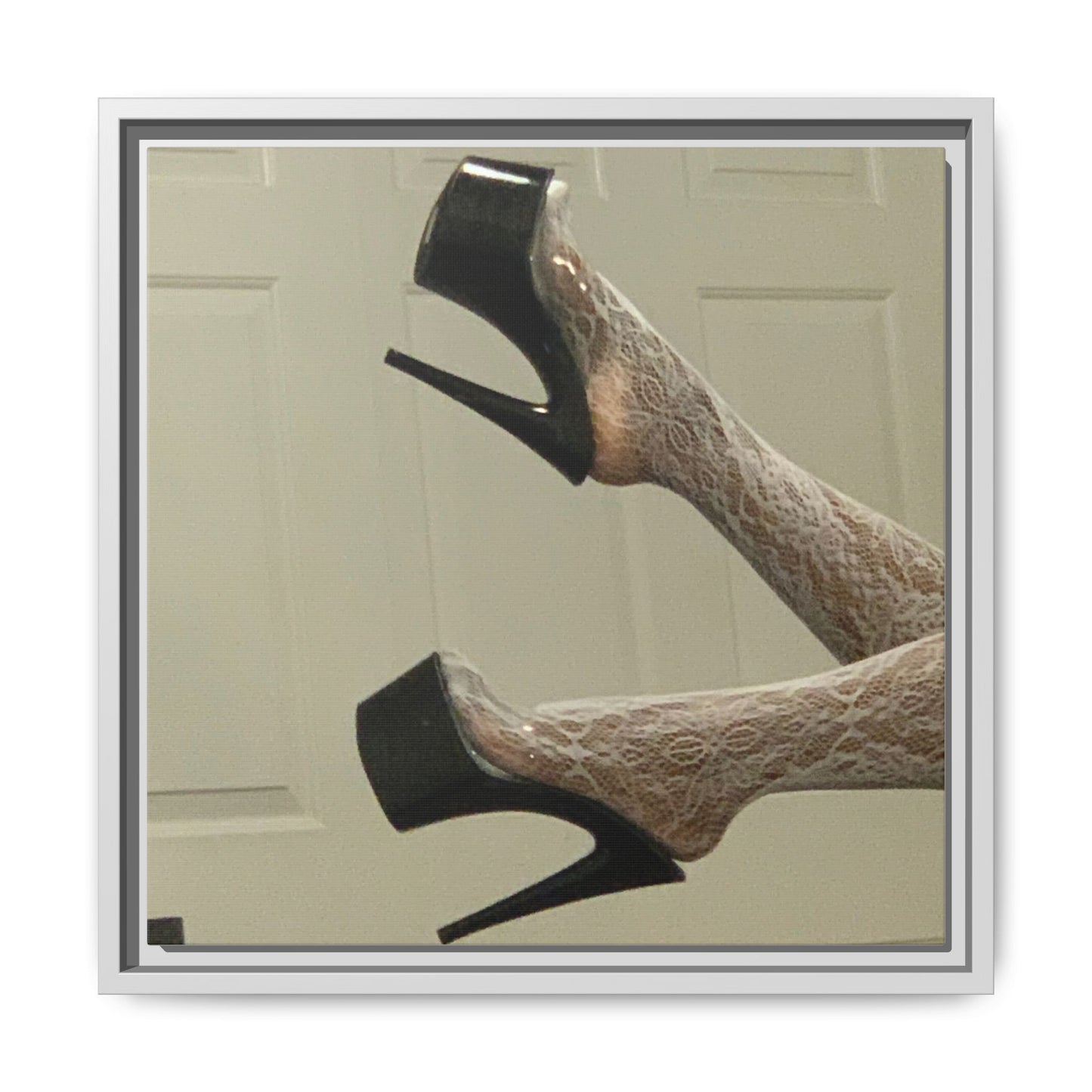 TORRIRAINN Framed Canvas Art - Lace Stockings with Platform Heels