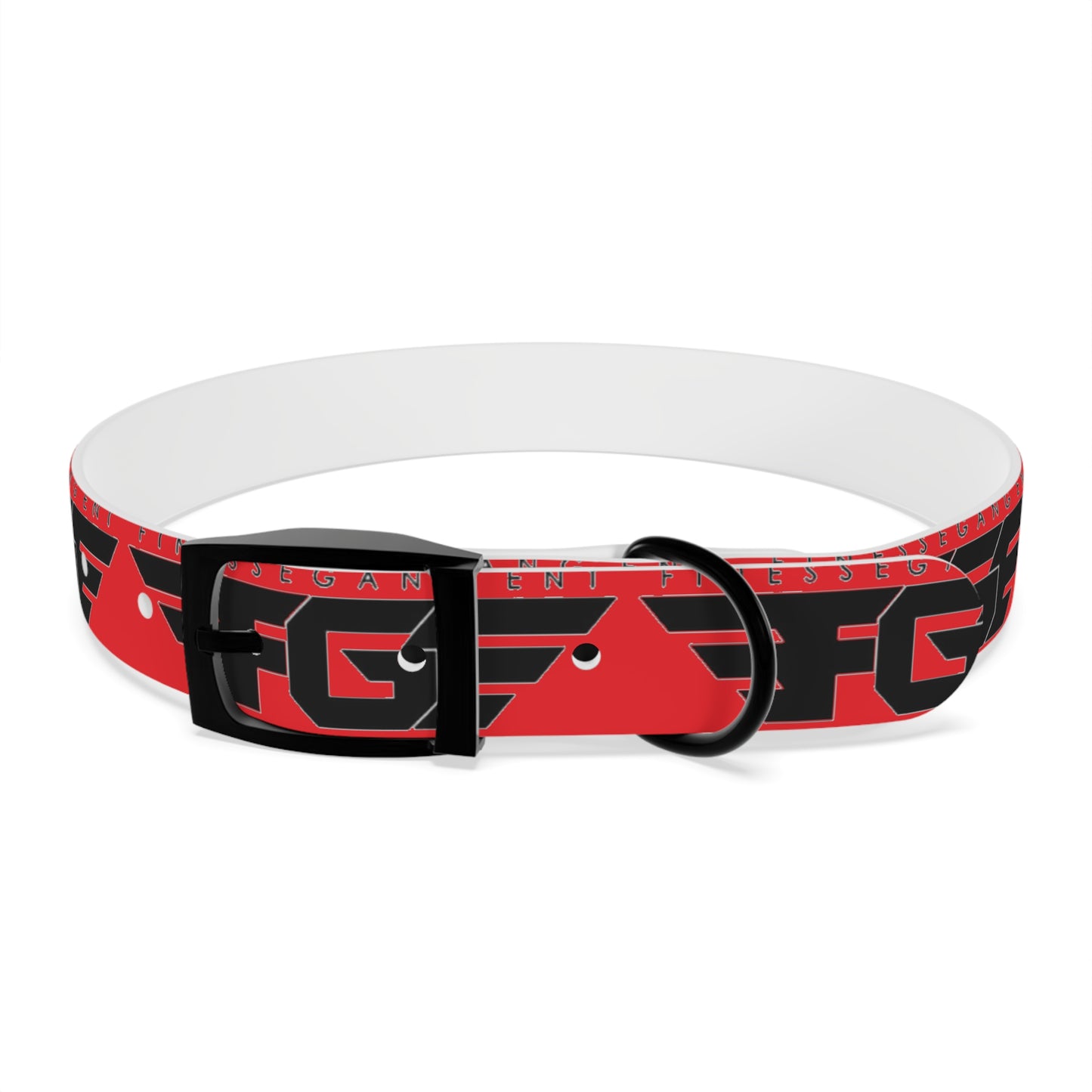 Bold Stylish Dog Collar - Vibrant Red Design with Logos for Trendy Pets