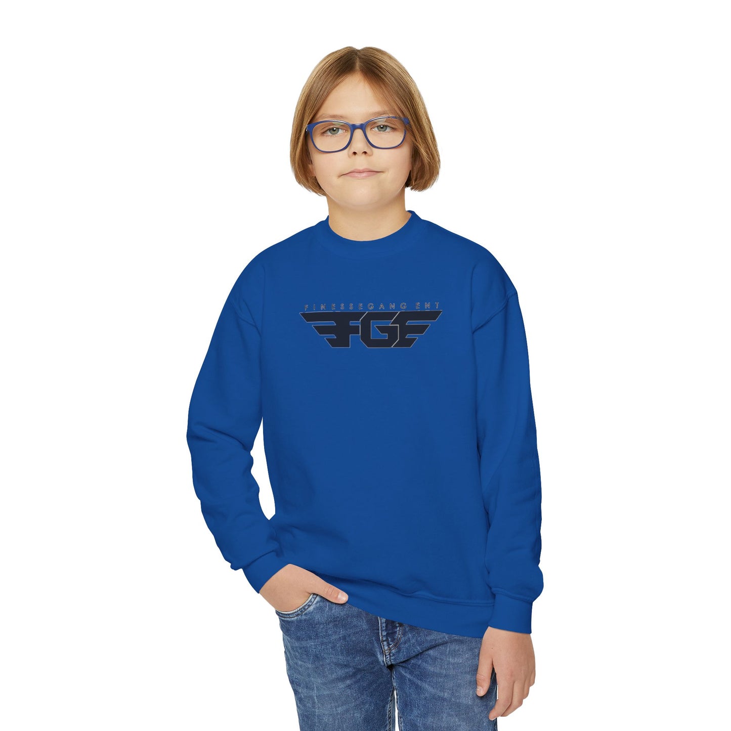 FGE Youth Crewneck Sweatshirt - Retro Flight Wing Logo Graphic