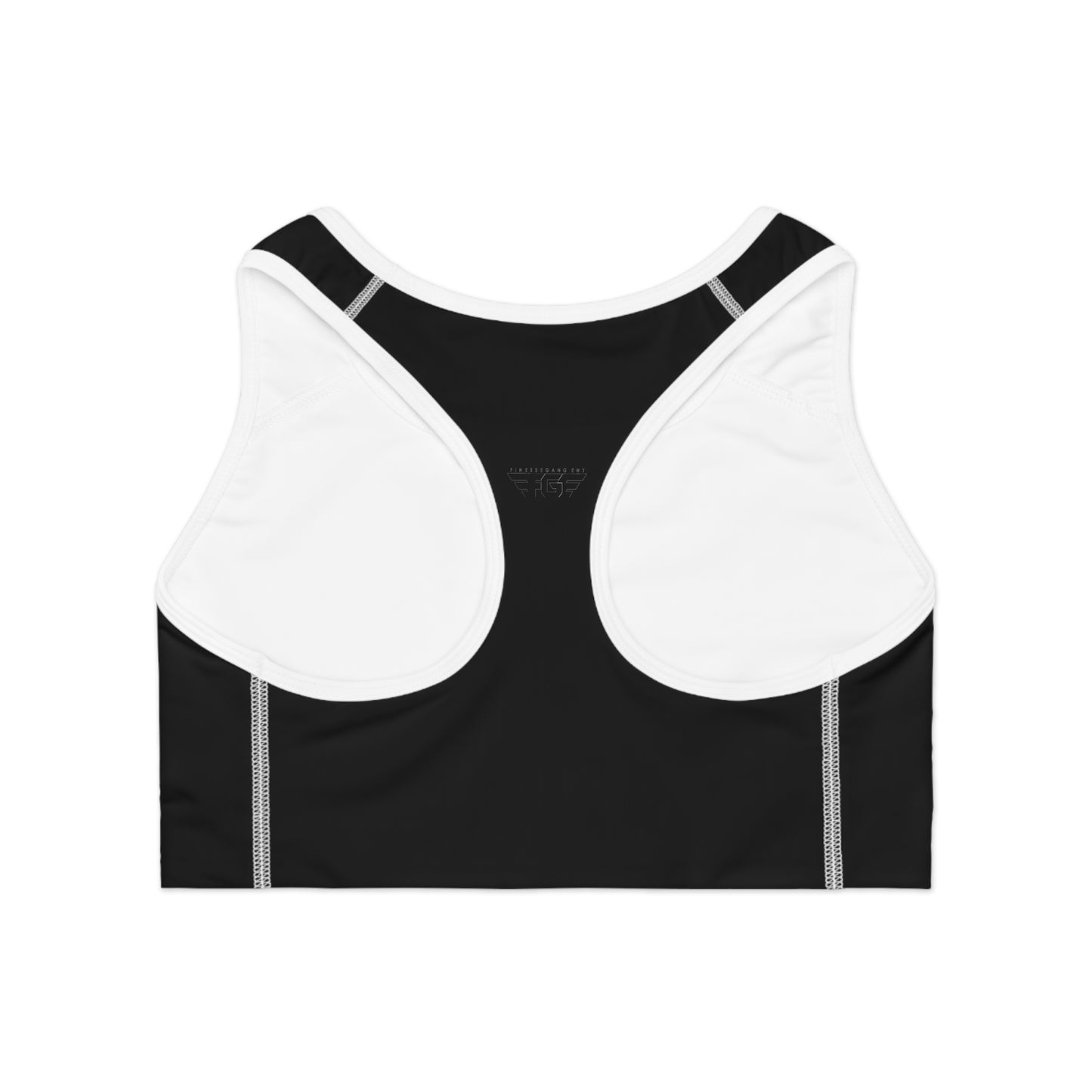 BLACK FinesseGang Logo Sports Bra — Black Athletic Crop Top