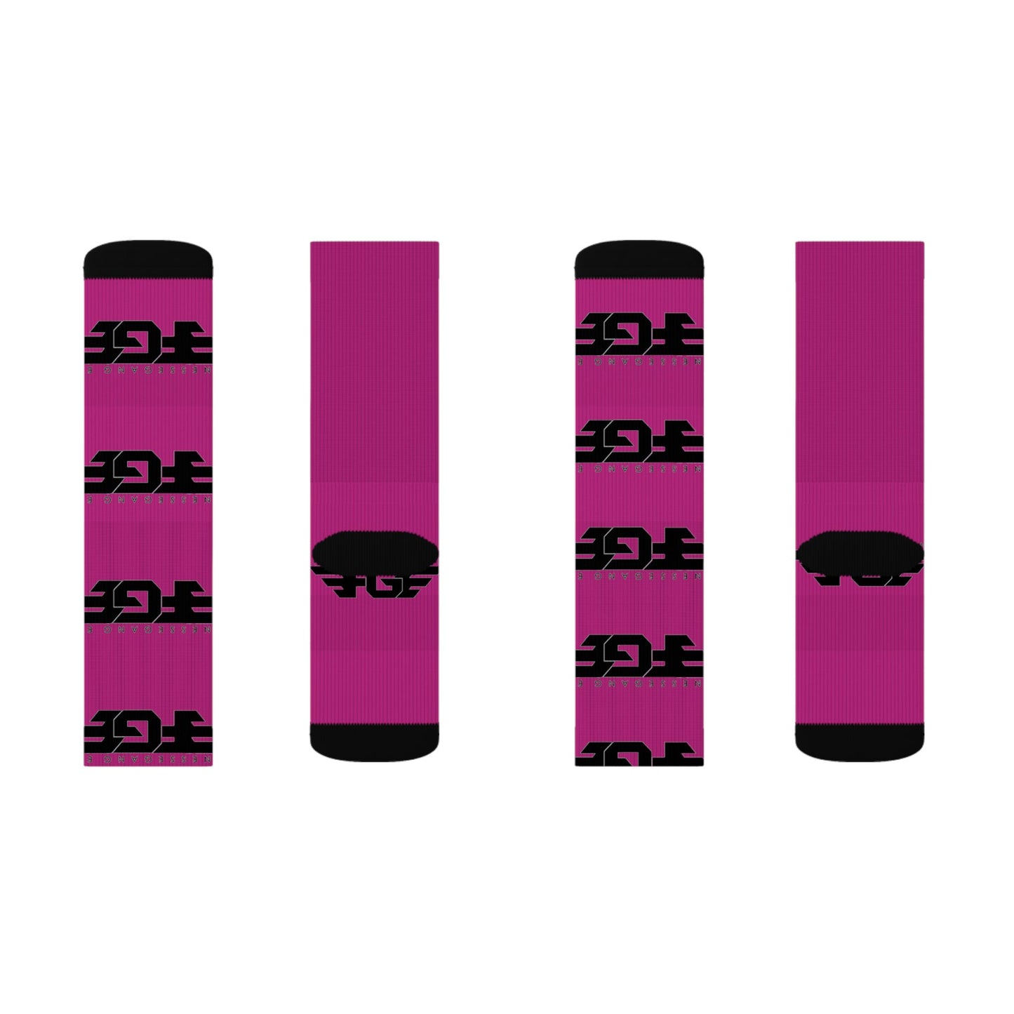 FGE Magenta Logo Sublimation Socks - Bold Branded Crew Socks