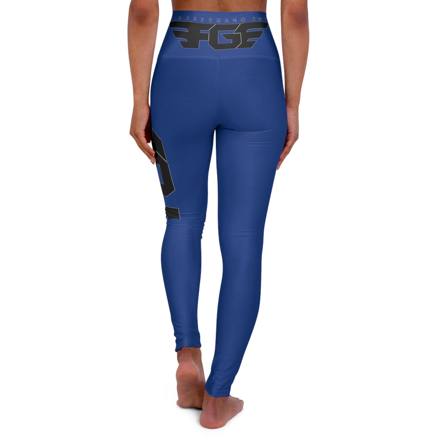 BLUE FGE High-Waist 'Finesse Gang' Yoga Leggings – White AOP Athletic Tights