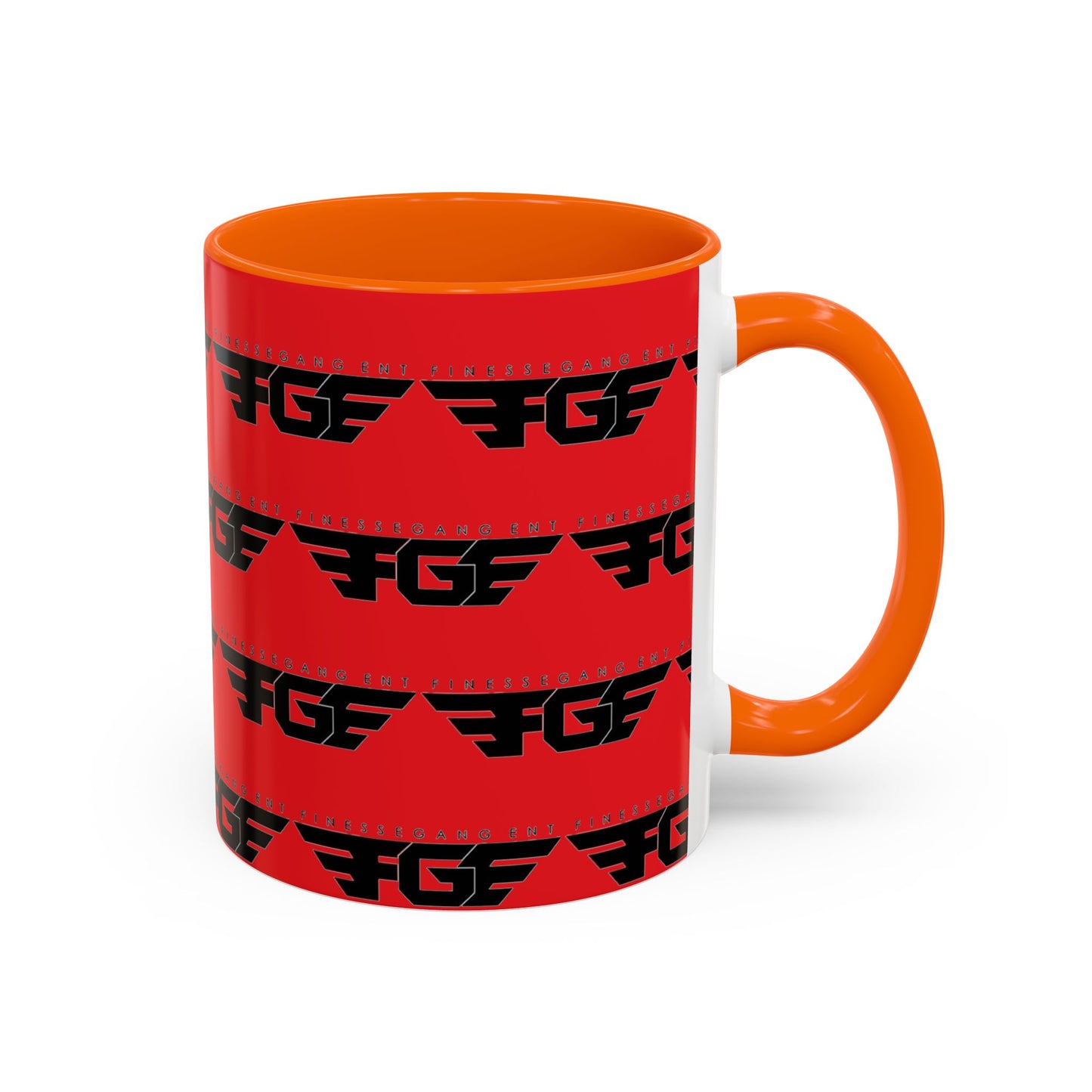 FGE Accent Coffee Mug — Bold Red & Black FGF Logo Pattern (11/15oz)