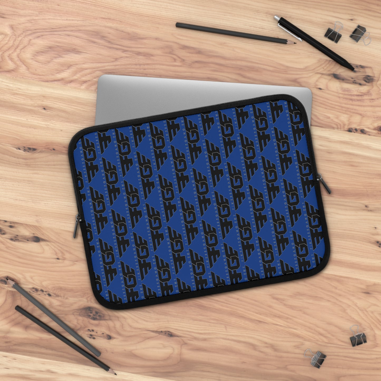 Stylish FGE Laptop Sleeve for Trendy Professionals, Tech Accessories, Gift for Students, Personalized Case, Black and Blue