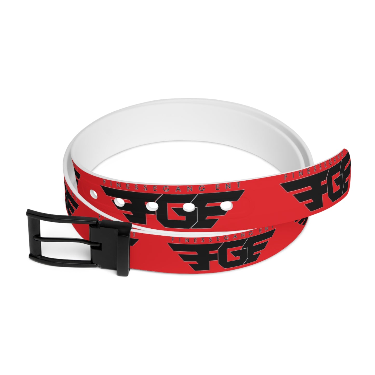 Red FGE Belt — Graphic Streetwear Belt with Bold Black Emblem