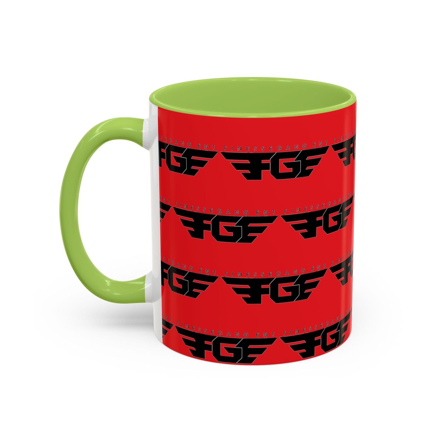 FGE Accent Coffee Mug — Bold Red & Black FGF Logo Pattern (11/15oz)